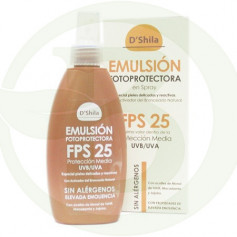 Spray émulsion photoprotectrice SPF 25 200 Ml. Shila