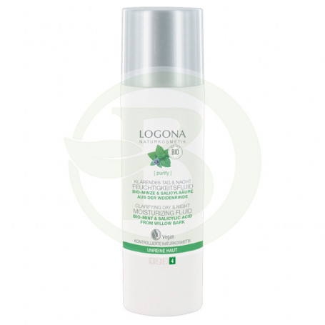 Fluido Hidratante Día y Noche Menta Bio & Ácido Salicílico 30Ml. Logona