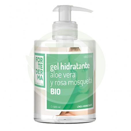 Gel hydratant bio à l'aloès et à la rose musquée 500 ml. À base de plantes