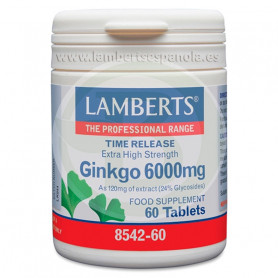Ginkgo Biloba 6 000 mg. 60 comprimés Lamberts