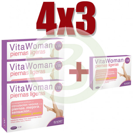 Pack 4x3 Vitawoman Piernas Ligeras 60 Comprimidos Eladiet