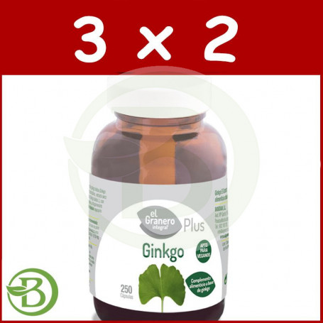 Pack 3x2 Ginkgo Biloba 250 Cápsulas El Granero