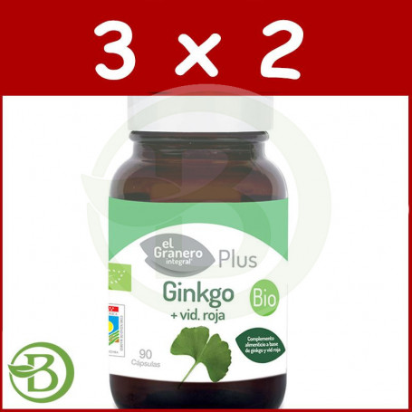 Pack 3x2 Ginkgo + Vid Roja BIO 90 Cápsulas El Granero