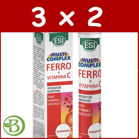 Pack 3x2 Vitamina C con Hierro 20 Comprimidos Esi