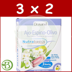 Pack 3x2 Ajo, Espino y Olivo 500Mg. 60 Perlas Drasanvi