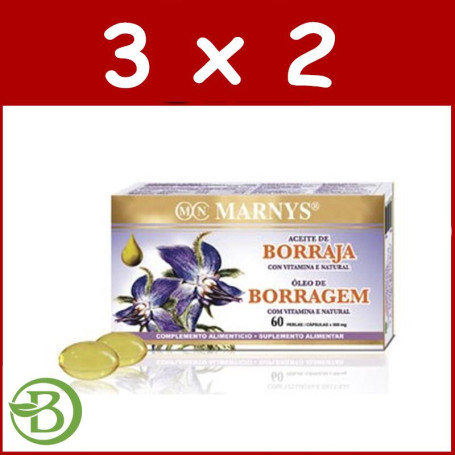 Pack 3x2 Aceite de Borraja 60 Perlas Marnys