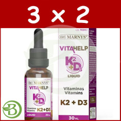 Pack 3x2 Vitahelp K2 avec D3 30Ml Marnys