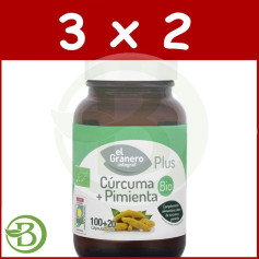 Pack 3x2 Curcuma + Poivre Bio 120 Gélules El Granero