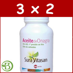 Pack 3x2 Huile d&#39;Onagre 540 Perles Sura Vitasan