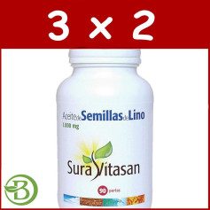 Pack 3x2 Huile de Lin 90 Perles Sura Vitasan