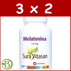 Pack 3x2 Mélatonine 1.9Mg. 60 Comprimés Sura Vitasan