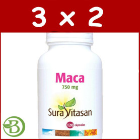 Pack 3x2 Maca 750Mg. 120 Cápsulas Sura Vitasan