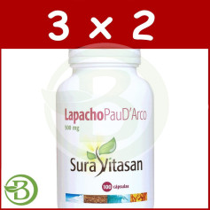 Pack 3x2 Lapacho Pau Darco 500Mg. 100 Gélules Sura Vitasan