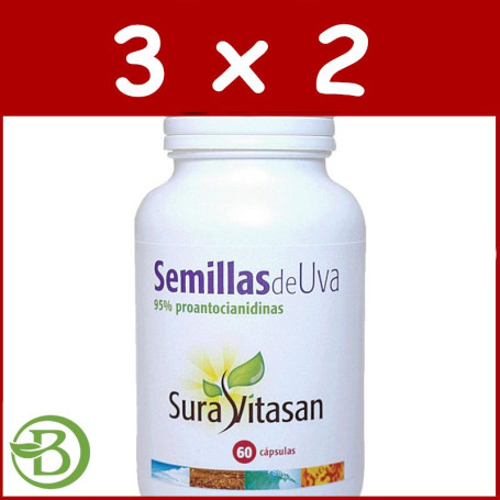 Pack 3x2 Semillas de Uva 60 Cápsulas Sura Vitasan