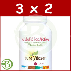 Pack 3x2 Acide Folique Actif 60 Comprimés Sura Vitasan