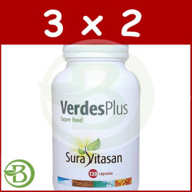 Pack 3x2 Verdes Plus 740Mg. 120 Cápsulas Sura Vitasan