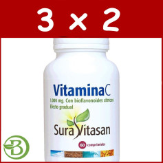 Pack 3x2 Vitamine C 1000Mg. 60 Comprimés Sura Vitasan