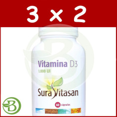 Pack 3x2 Vitamine D3 60 Gélules Sura Vitasan