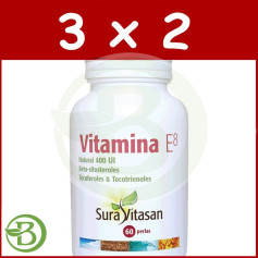 Pack 3x2 Vitamine E8 400U.I. 60 Perles Sura Vitasan