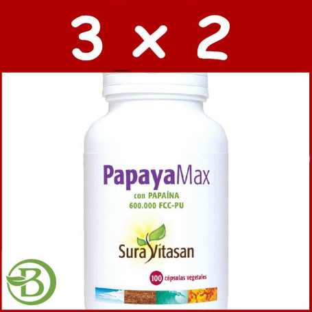 Pack 3x2 Papaya Plus 100 Cápsulas Sura Vitasan