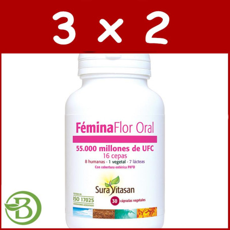 Pack 3x2 Femina Flor Oral 55.000 30 Cápsulas Sura Vitasan