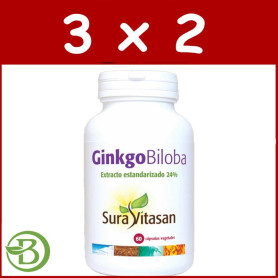 Pack 3x2 Ginkgo Biloba 60 Cápsulas Sura Vitasan