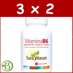 Pack 3x2 Vitamine B6 60 Gélules Sura Vitasan