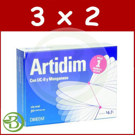 Pack 3x2 Artidim UC-II 490Mg. 30 Cápsulas Dimefar