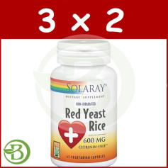 Pack 3x2 Levure de Riz Rouge 45 Gélules Solaray