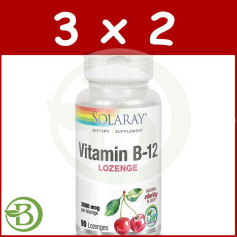 Pack 3x2 Vitamine B12 2 000 Mcg. 90 comprimés Solaray