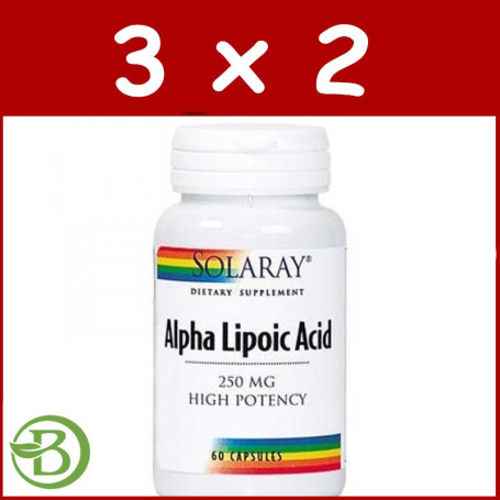 Pack 3x2 ALPHA LIPOIC ACID 250Mg. 60 CAPSULAS SOLARAY