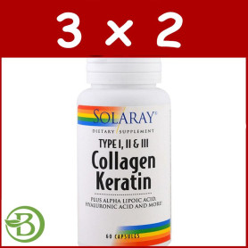 Pack 3x2 Collagen Keratin 60 Cápsulas Solaray