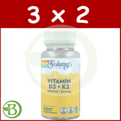 Pack 3x2 D3 &amp; K2 (MK7) 60 Gélules Solaray