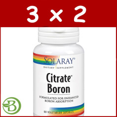 Pack 3x2 Citrate de Bore 500Mg. 60 Gélules Végétales Solaray