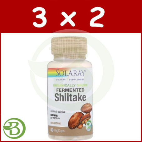 Pack 3x2 Shiitake 500Mg. 60 Cápsulas Solaray