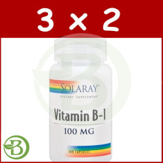 Pack 3x2 Vitamine B1 100Mg. 100 gélules Solaray