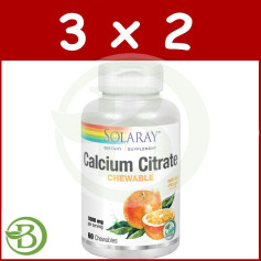 Pack 3x2 Citrate de Calcium 60 Comprimés Orange Solaray