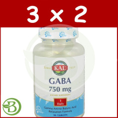 Pack 3x2 GABA 750Mg. 90 comprimés Kal