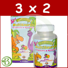 Pack 3x2 Multisaurus 60 Dinosaurios Masticables Kal