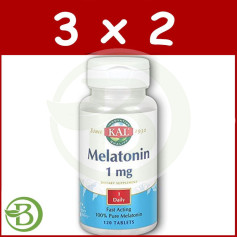 Pack 3x2 Mélatonine 1Mg. 120 comprimés Kal