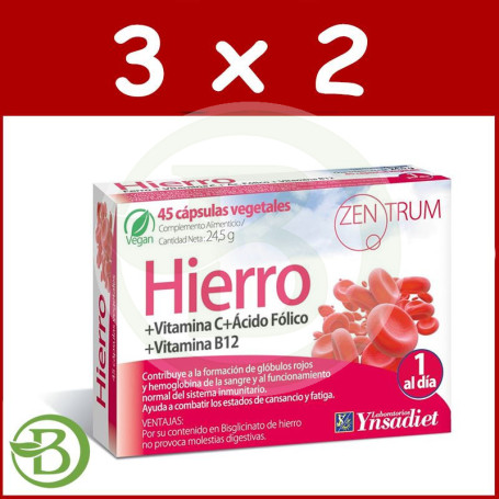 Pack 3x2 Zentrum Hierro 45 Cápsulas Ynsadiet