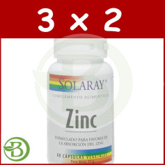 Pack 3x2 Zinc 50Mg. 60 gélules Solaray