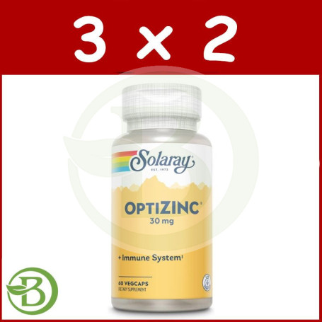 Pack 3x2 Optizinc 30Mg 60 Capsulas Solaray