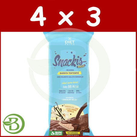 Pack 4x3 Barritas Snackis Choco Leche Vainilla Herbora