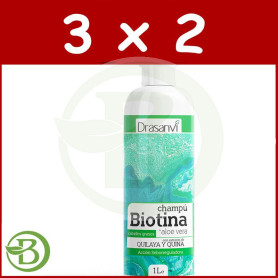 Pack 3x2 Champú Biotina y Aloe Vera Cabello Graso 1Lt. Drasanvi