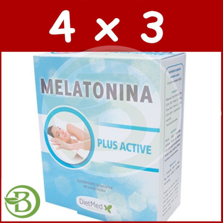 Pack 4x3 Melatonina Plus Active 60 Comprimidos Dietmed