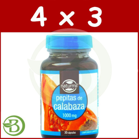 Pack 4x3 Calabaza 1.000Mg. 30 Cápsulas Naturmil