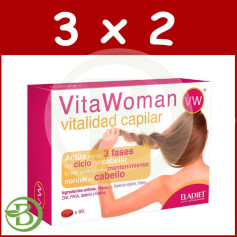 Pack 3x2 Vitawoman Cheveux Vitalité 60 Comprimés Eladiet