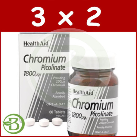 Pack 3x2 CROMO PICOLINATO 200UG HEALTH AID