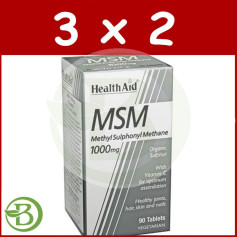 Pack 3x2 MSM (Méthylsulfonylméthane) 1000Mg. Aide à la santé